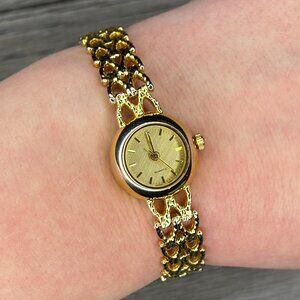 Vintage Simple Gold Tone Bracelet Watch Quartz